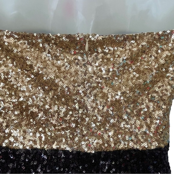C. Luce Sequined Strapless Gold & Black Dress Size Medium - Picture 5 of 16